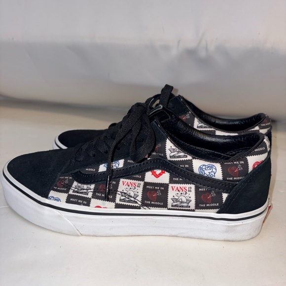Vans Shoes - Vans Black and White Love Letters Patchwork Sneakers